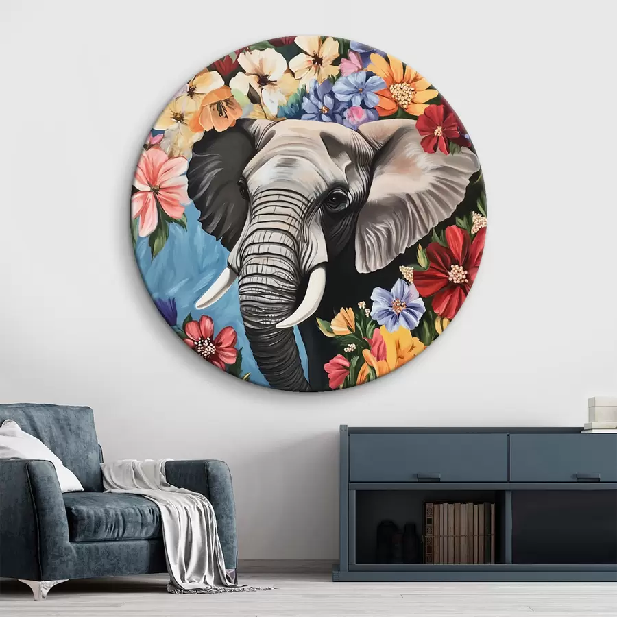 carta da parati Elefante con fiori luminosi nr. r42990