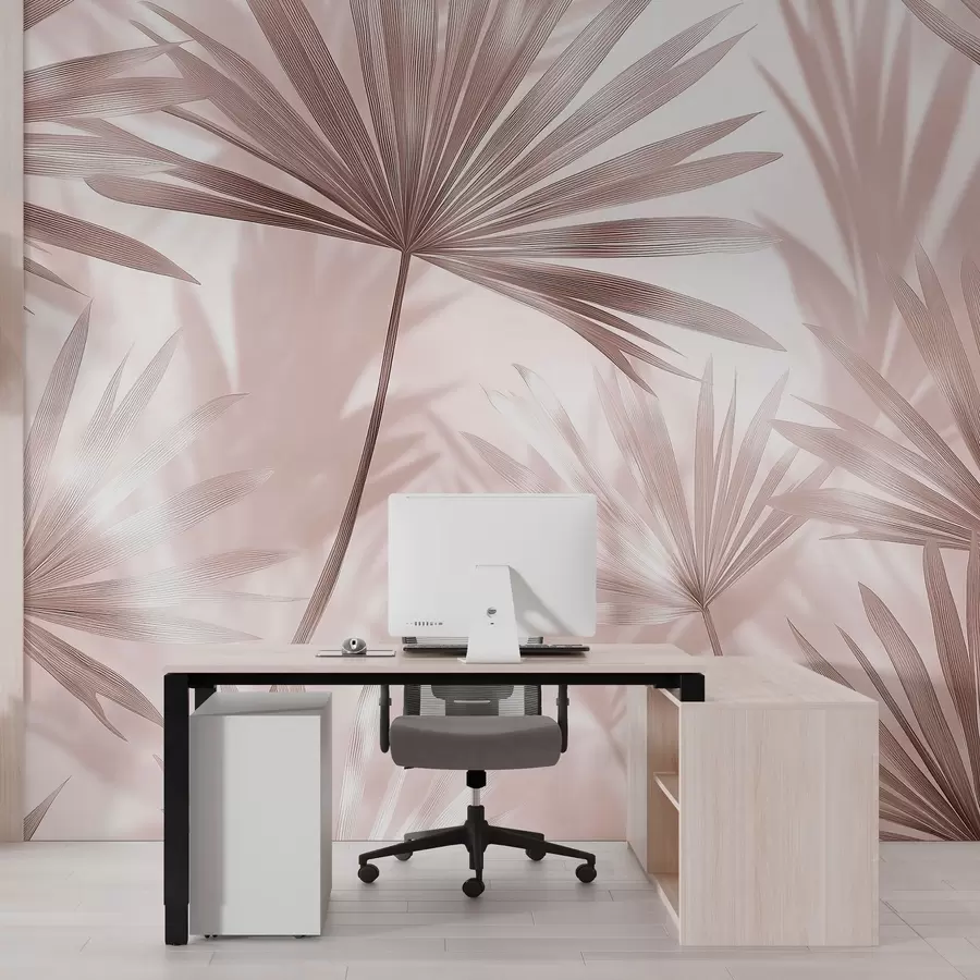 carta da parati Foglie di palma, motivo floreale, minimalismo, tropicale, colori beige nr. w03152v3