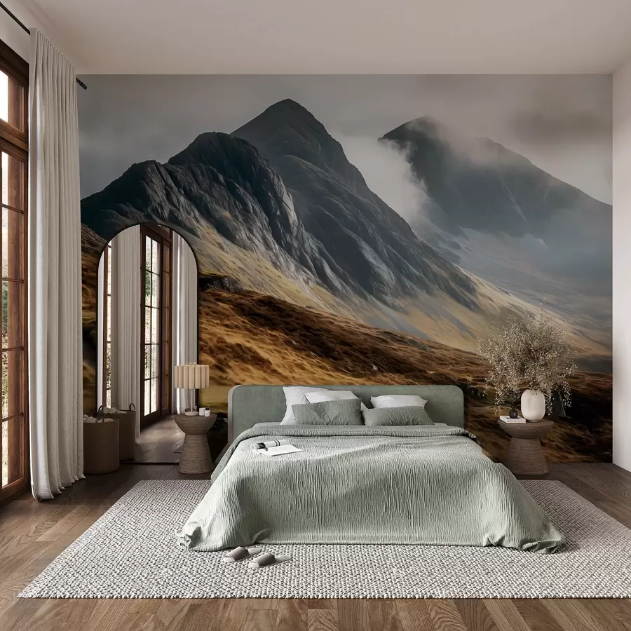 Carta da parati nature Versante roccioso del Monte Snowdon in stile pittura a olio 