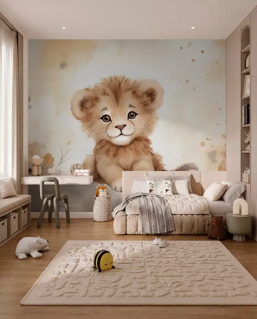 Carta da parati per Bambini Ritratto di un leoncino 