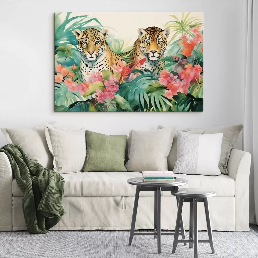 carta da parati Una coppia di leopardi nei boschetti tropicali nr. s43036