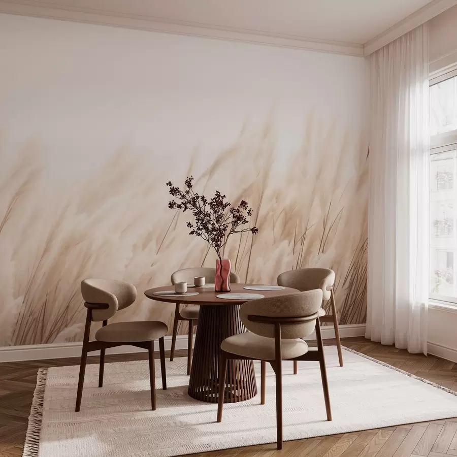 Carta da parati nature Spighette dai colori beige pastello 