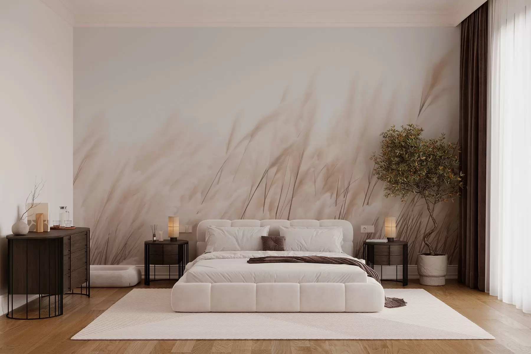 Carta da parati nature Spighette dai colori pastello 