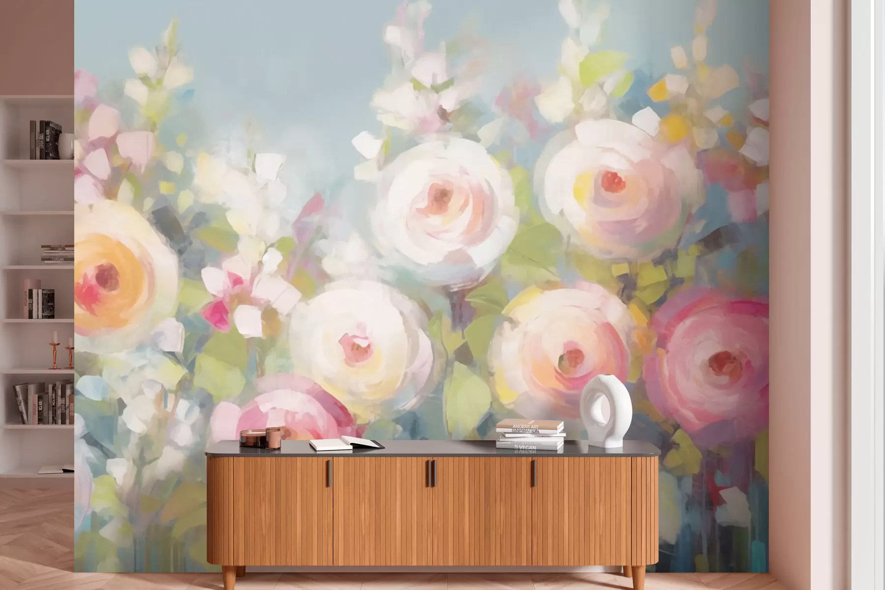 Carta da parati con rose Fiori colorati n. w03213