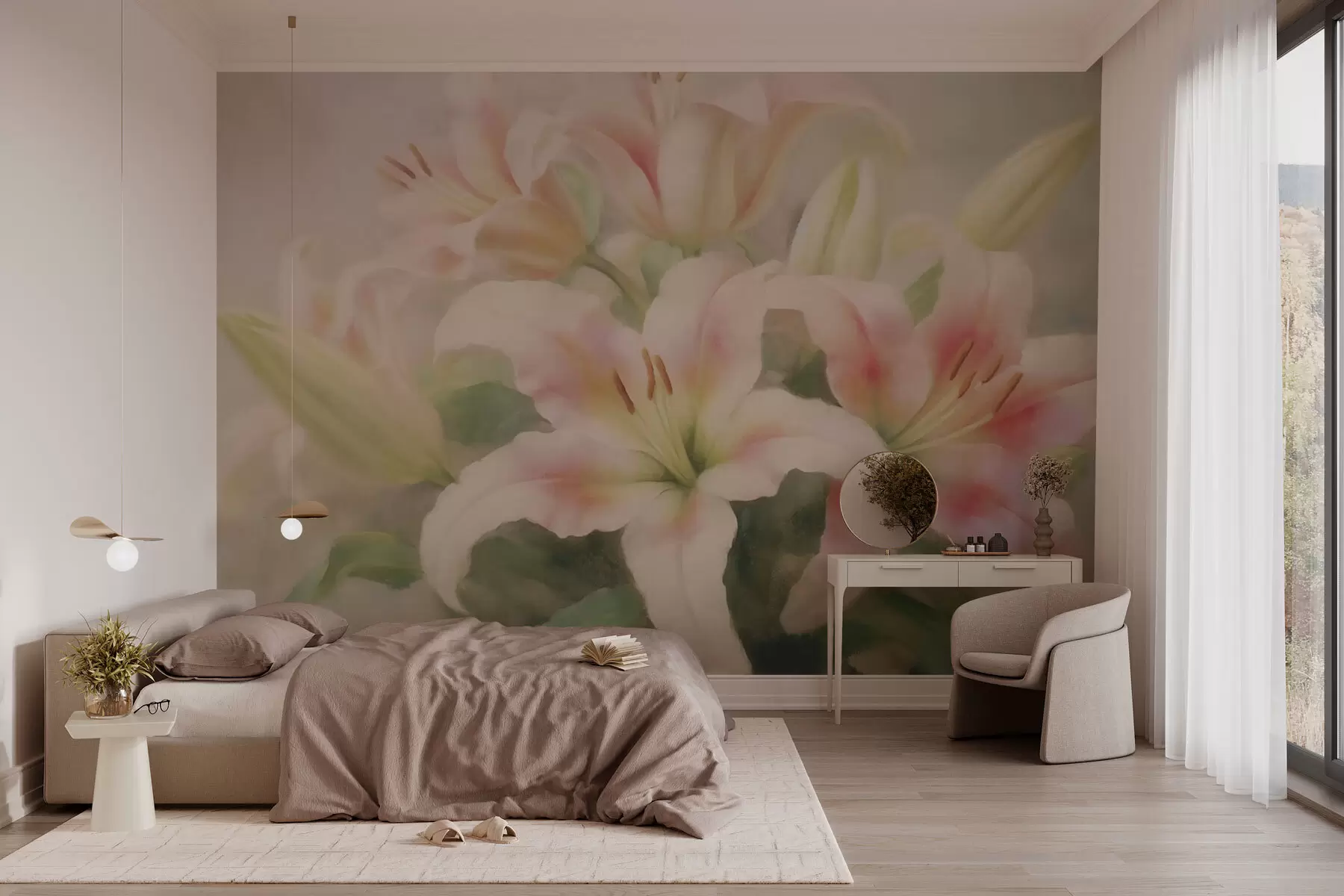 Carta da parati Floreale Fiori di giglio n. w03226