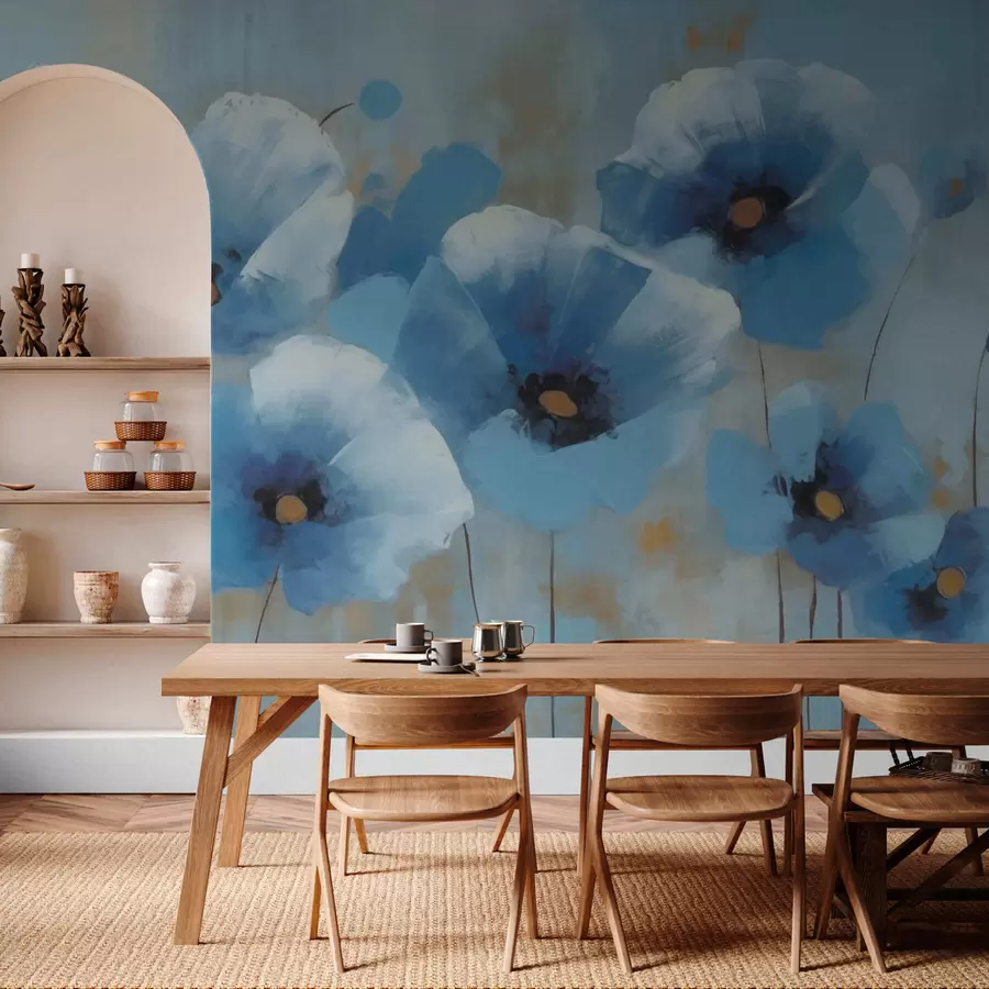 carta da parati Grandi fiori blu nr. w03233