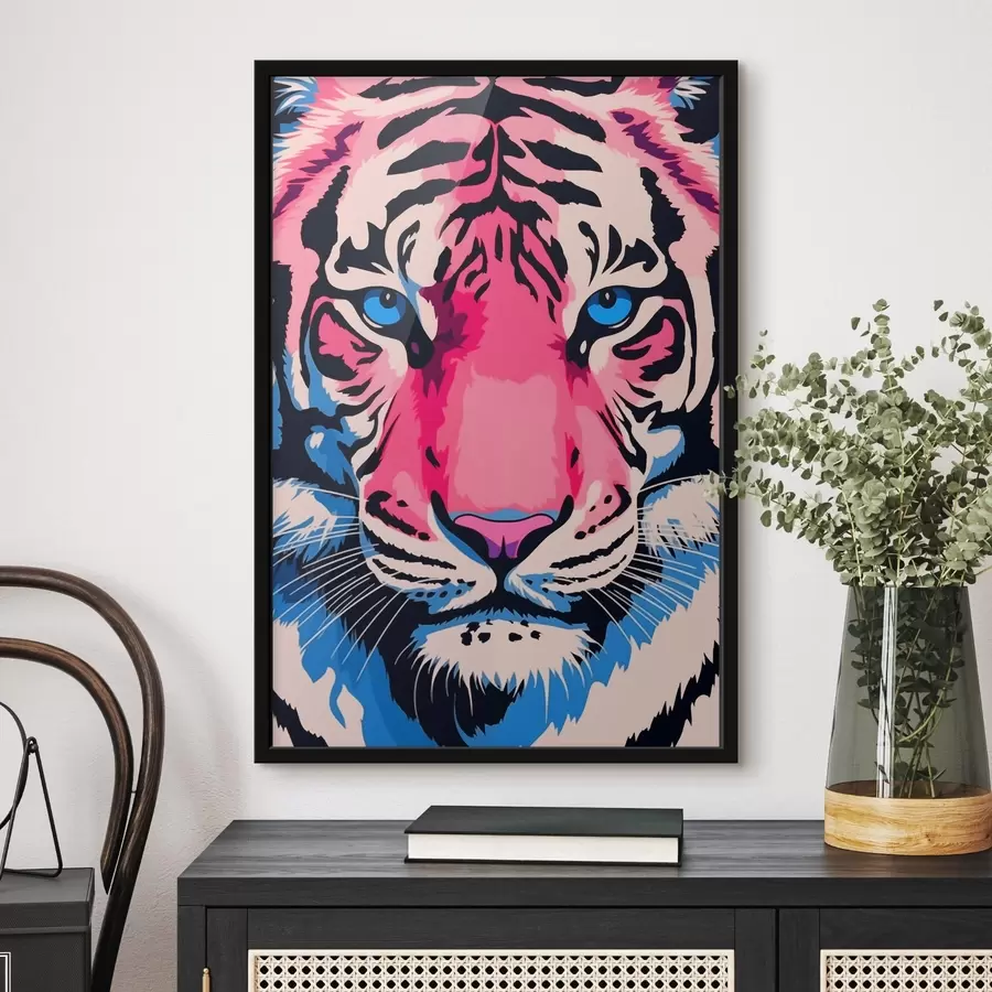 carta da parati Ritratto stilizzato di una tigre con colori vivaci nr. f43007