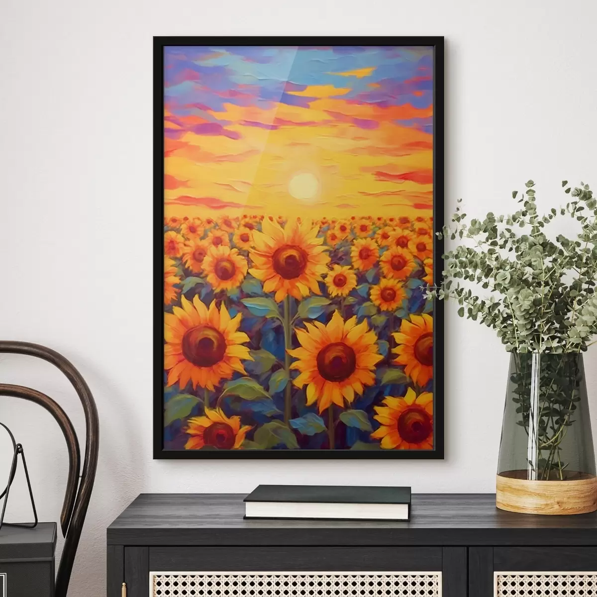 Poster Campo di girasoli al tramonto f43010