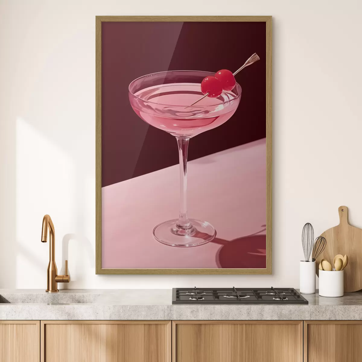 Poster Bicchiere da cocktail con ciliegia f43016