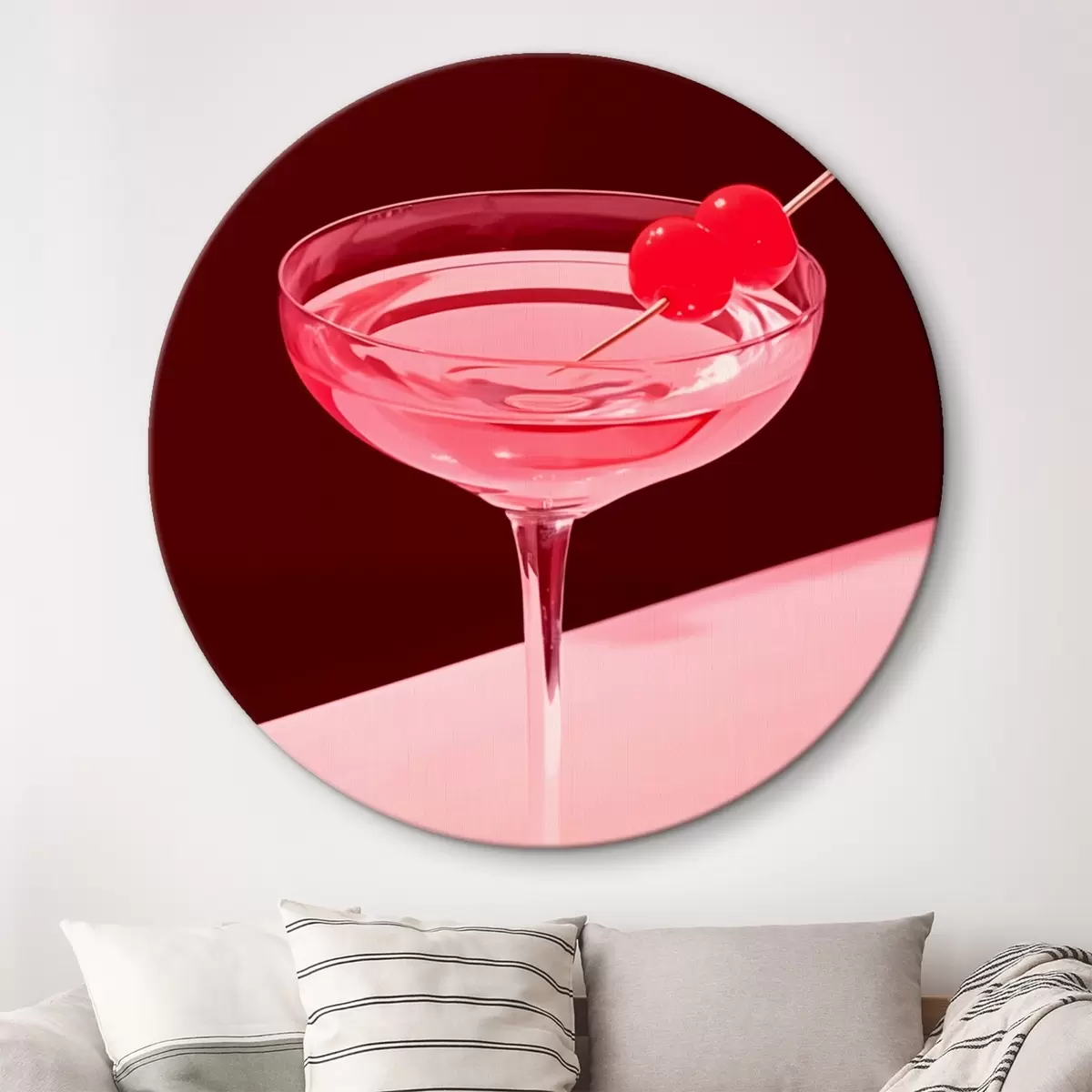 Quadri rotondi Bicchiere da cocktail con ciliegia r43016