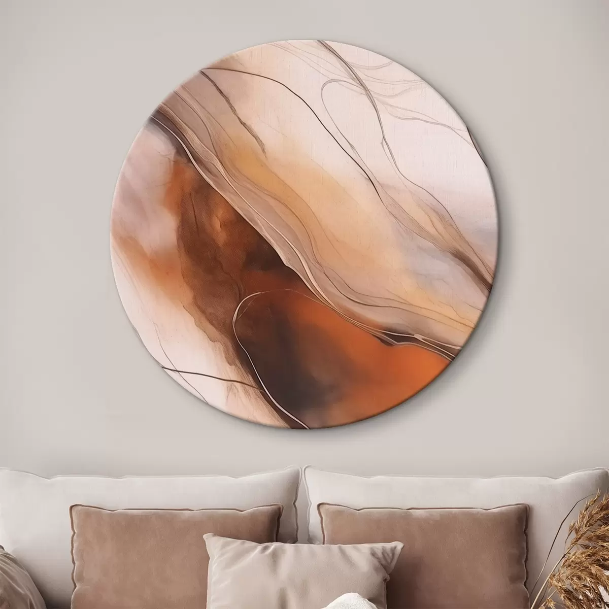 Quadri rotondi Pittura astratta dai toni caldi r43017