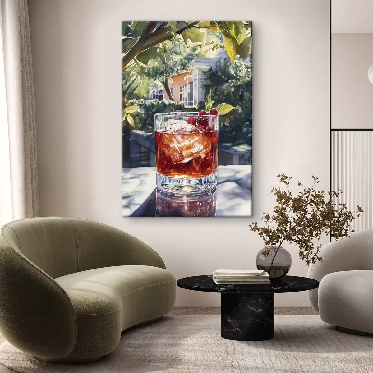 carta da parati Cocktail con bacche, stile acquerello, città estetica, natura estiva nr. s43059