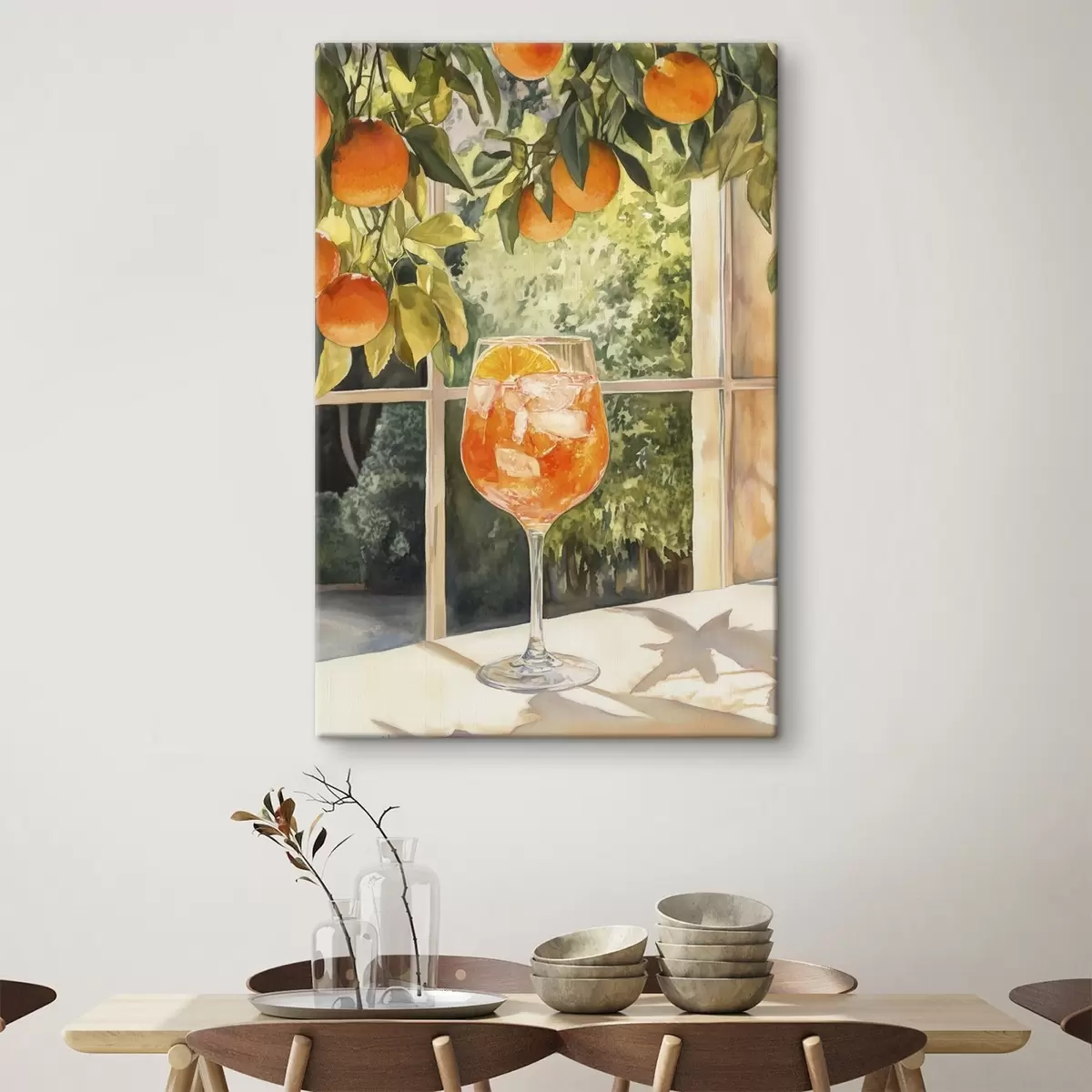 carta da parati Delizioso cocktail con arance, stile rustico, acquerello, natura nr. s43060