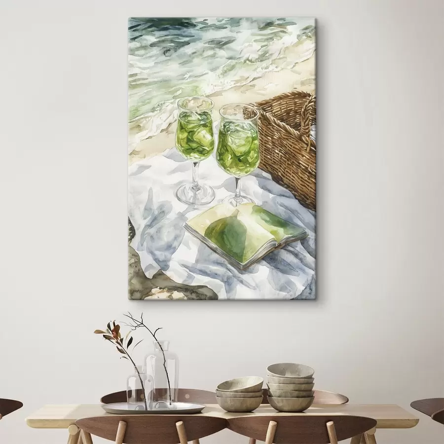 carta da parati Cocktail sulla spiaggia, disegno in stile acquerello, oceano, estate nr. s43067