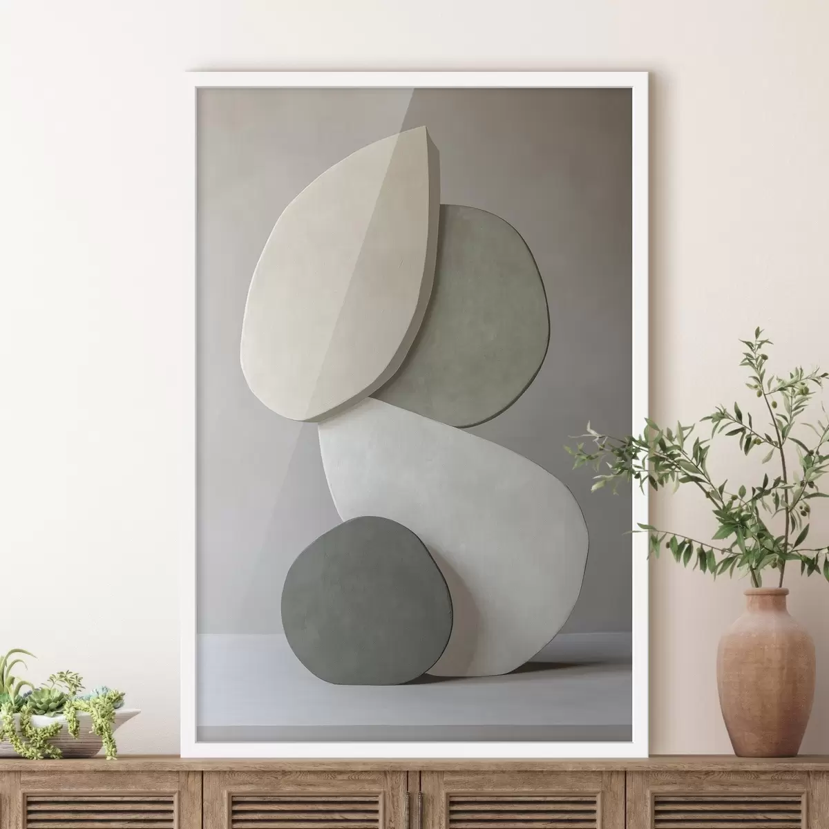 Poster Composizione con pietre, realismo, colori pastello, illuminazione naturale f43050