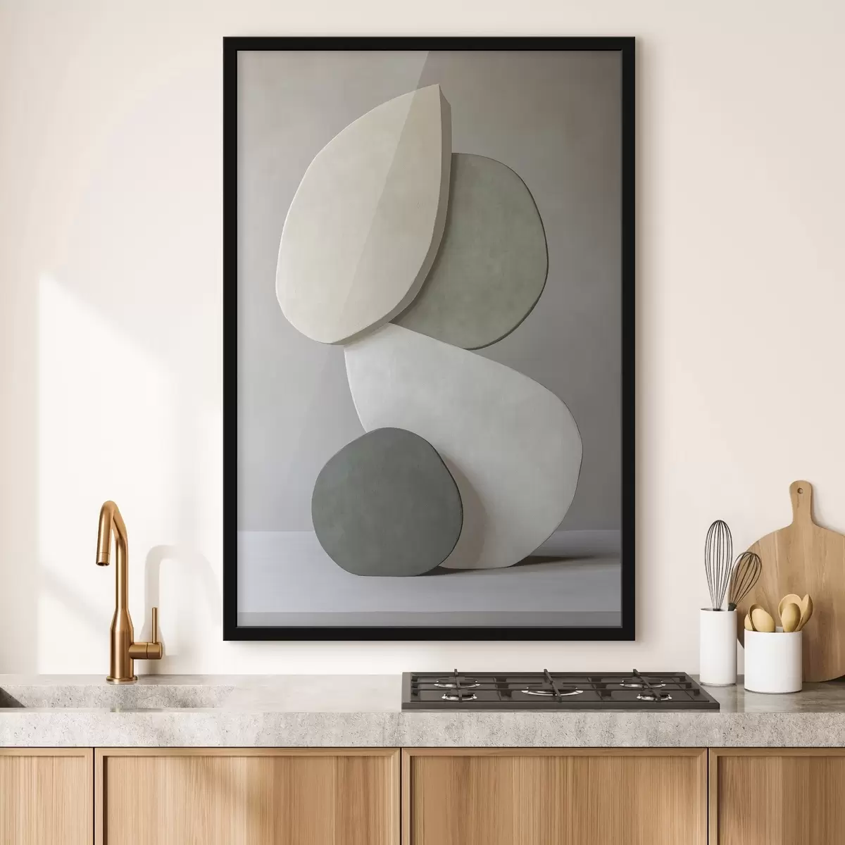 Poster Composizione con pietre, realismo, colori pastello, illuminazione naturale f43050