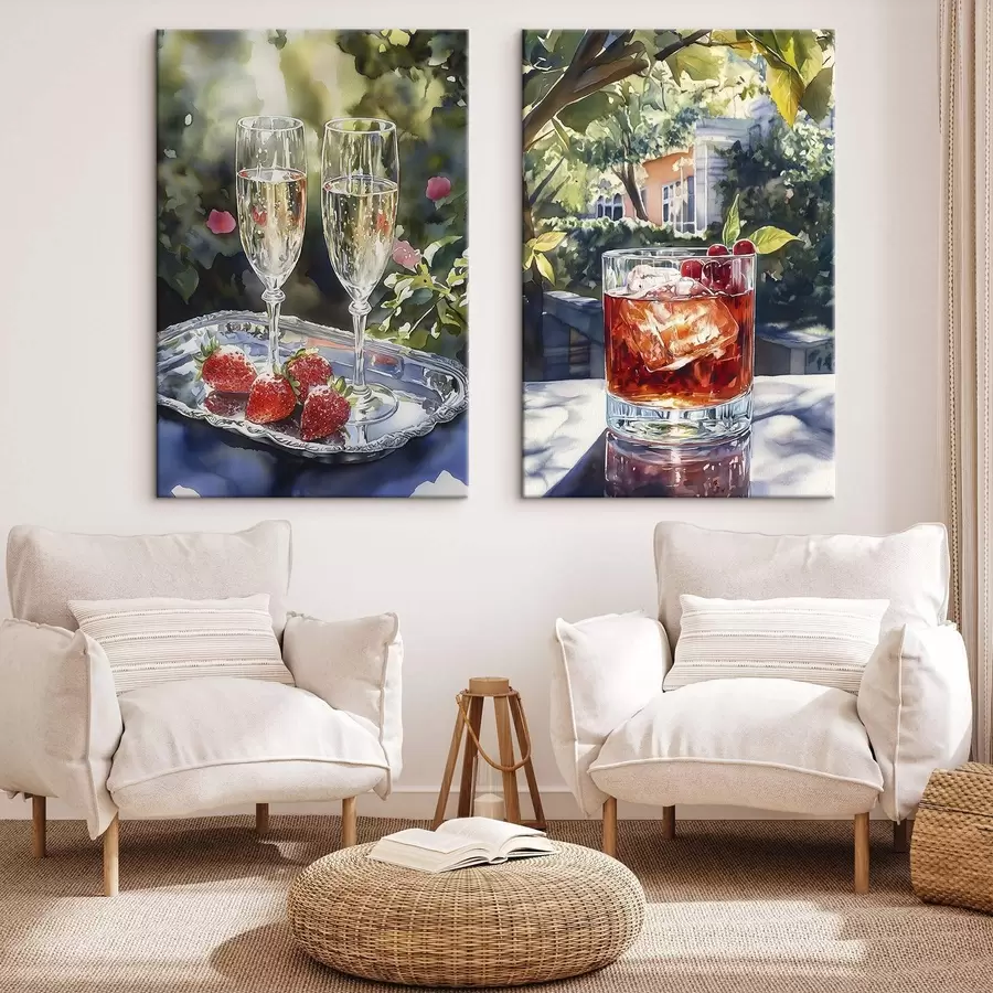 carta da parati Deliziosi cocktail con frutti di bosco, stile acquerello, estetica, natura estiva nr. m00415