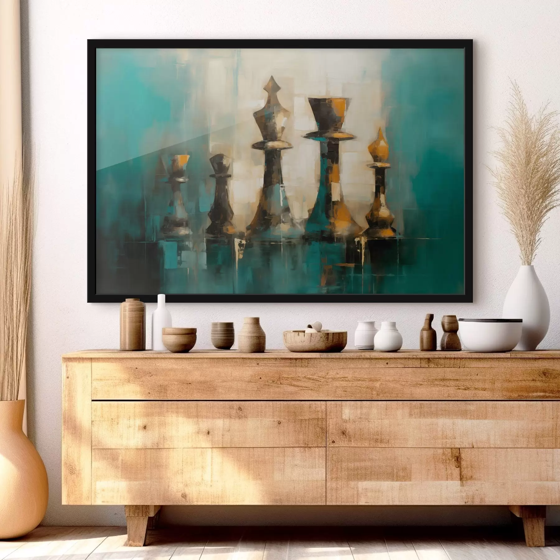 carta da parati Una composizione pittorica astratta di pezzi di scacchi in tonalità  nr. f43137