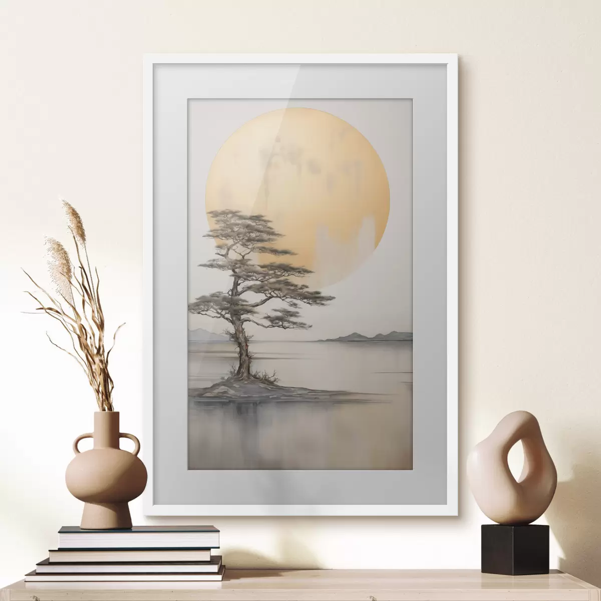 Poster Pino solitario sotto la luna f43142