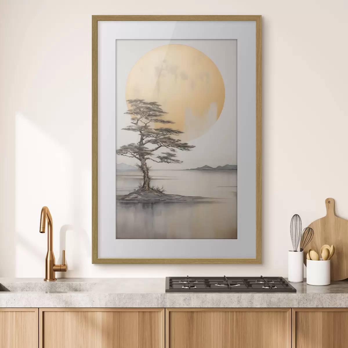 Poster Pino solitario sotto la luna f43142