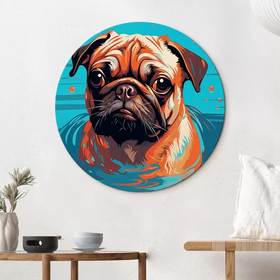 carta da parati Ritratto stilizzato di un carlino nell'acqua con uno sguardo espressivo nr. r43136