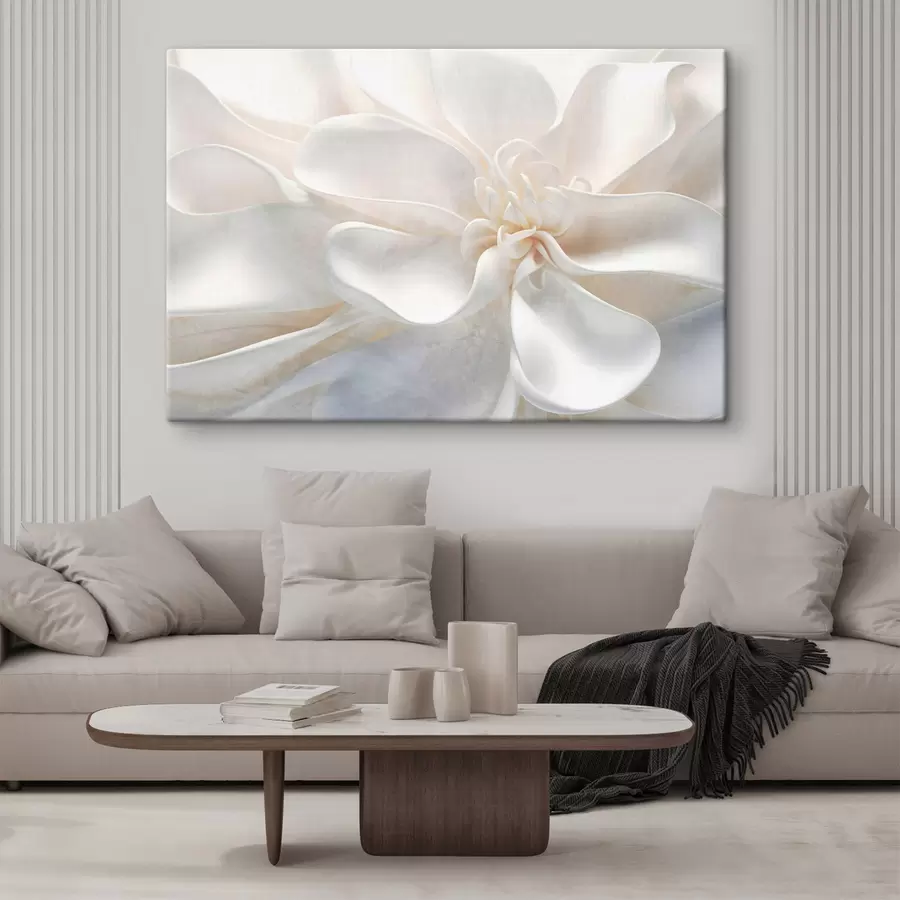 carta da parati Primo piano di un fiore astratto bianco dalla texture rumorosa con petali delicati in colori pastello nr. s43161