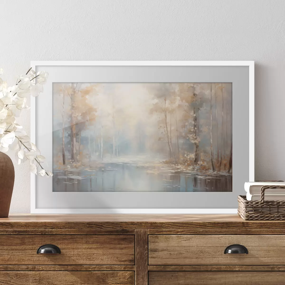 Poster Foschia sul fiume in autunno f43167