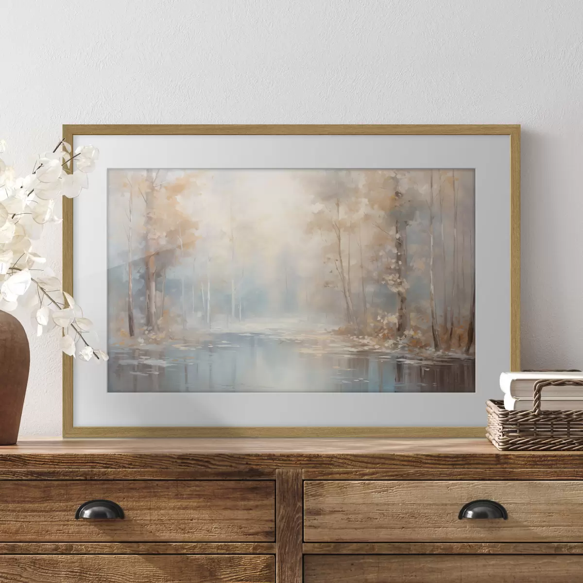 Poster Foschia sul fiume in autunno f43167