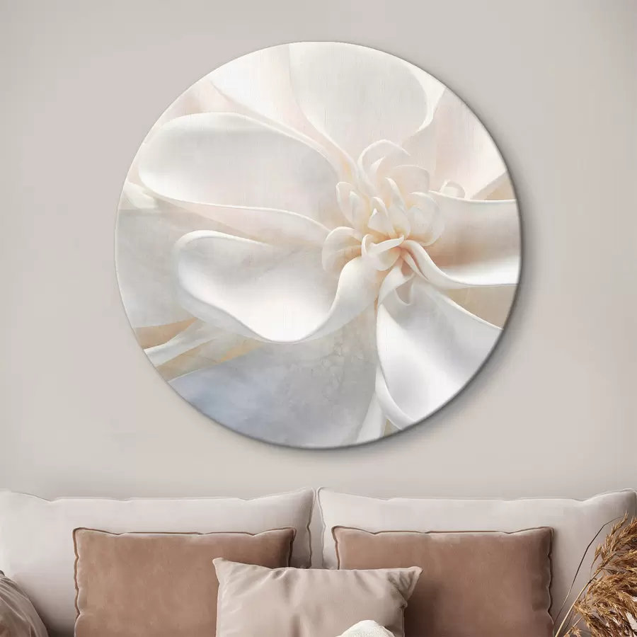 carta da parati Primo piano di un fiore astratto bianco dalla texture rumorosa con petali delicati in colori pastello nr. r43161