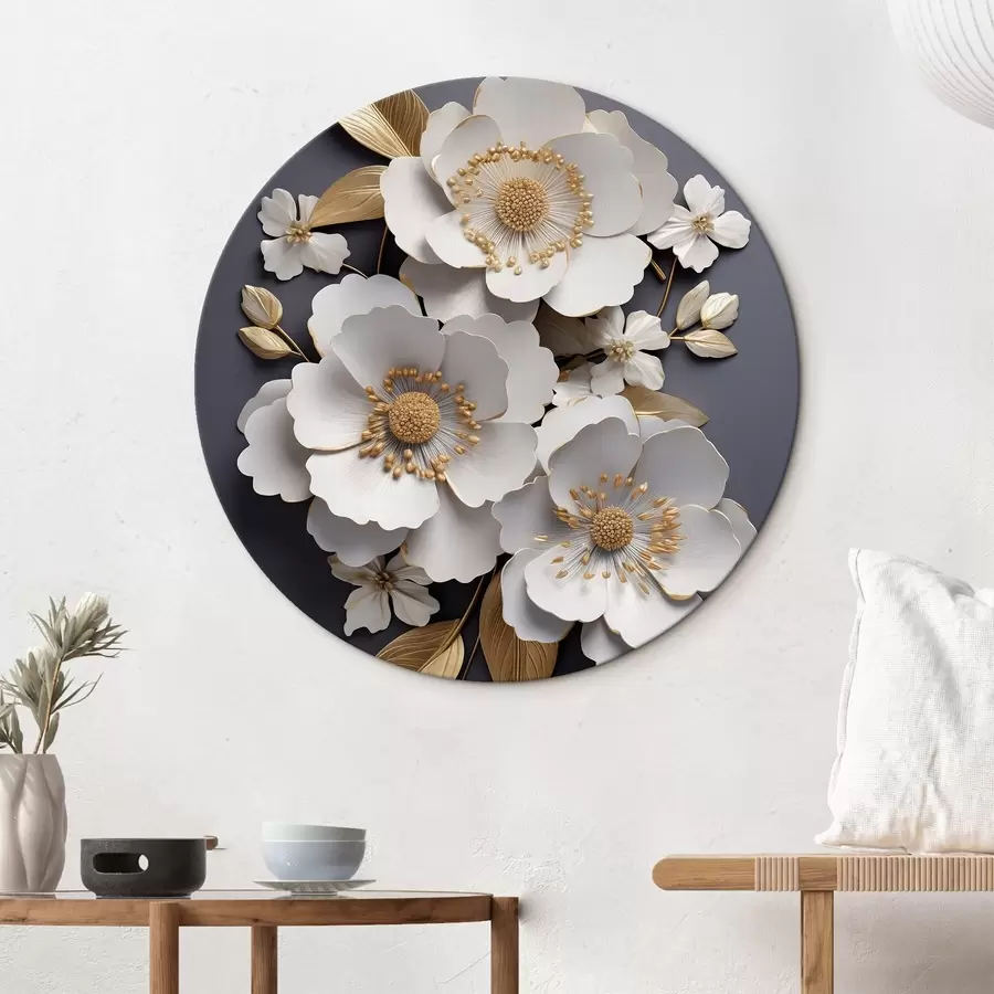 carta da parati Tre fiori bianchi su sfondo scuro nr. r43129