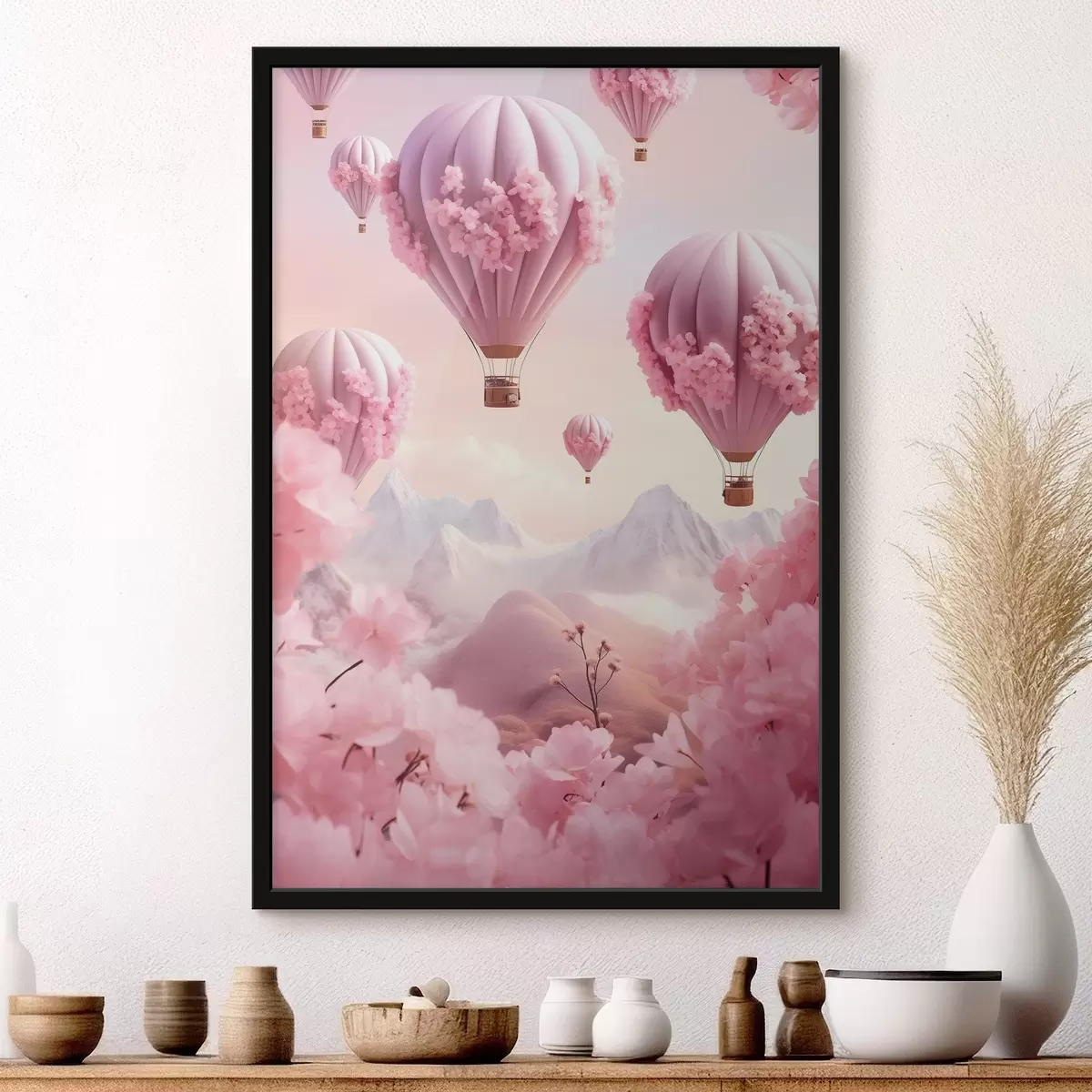 Poster Palloncini rosa in montagna f43121