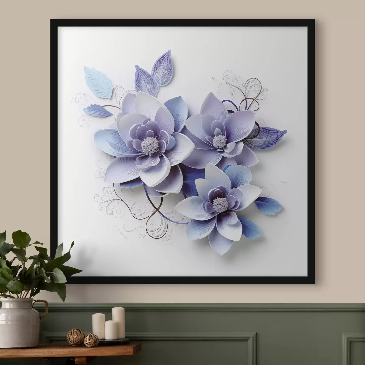 Poster Fiori astratti blu f43124