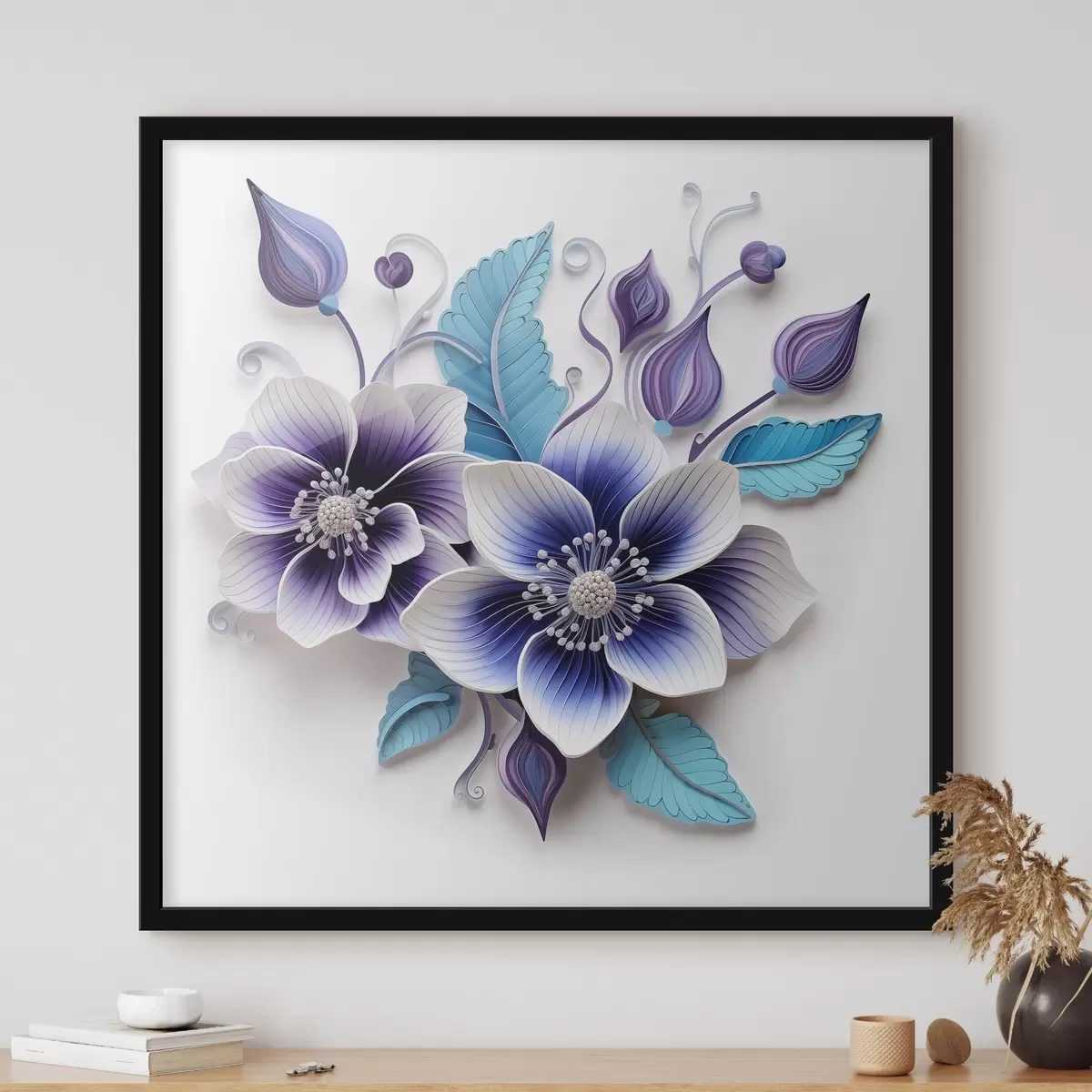 Poster Delicati fiori blu f43125
