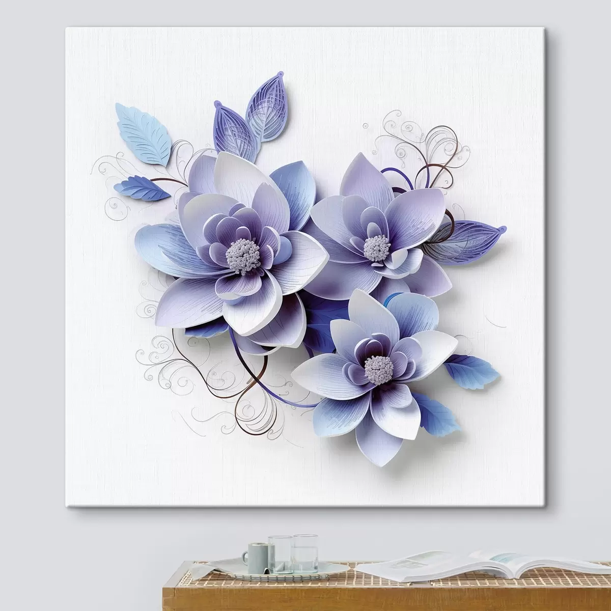 carta da parati Fiori astratti blu nr. s43124