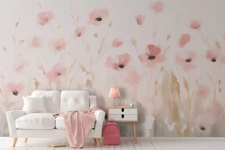 Carta da parati Floreale Fiori piccoli rosa n. w03307