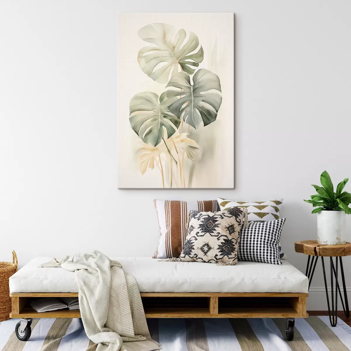 carta da parati Foglie di Monstera in tecnica acquerello nr. s43210