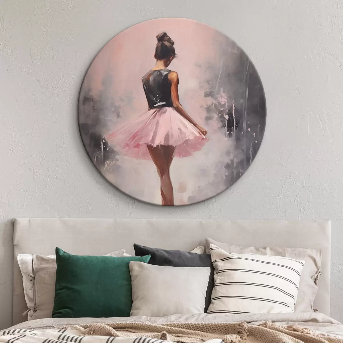 Quadri rotondi Una ragazza con la gonna rosa r43204