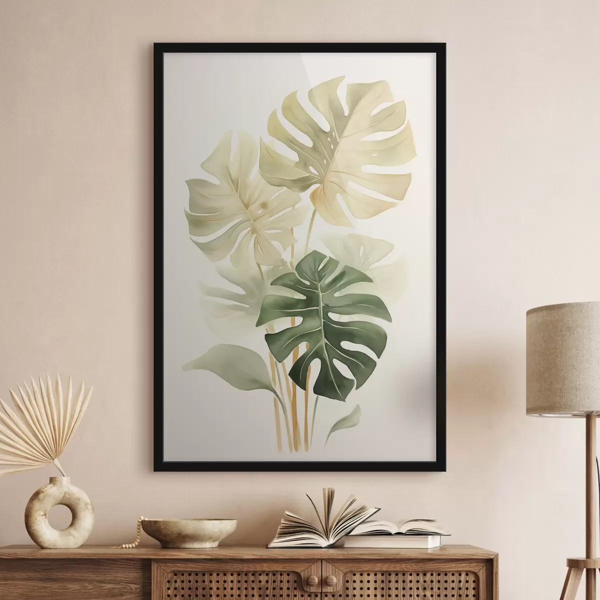 Poster Foglie di Monstera, imitazione dell'acquerello f43209