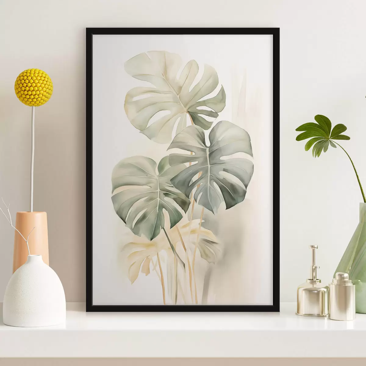 Poster Foglie di Monstera in tecnica acquerello f43210