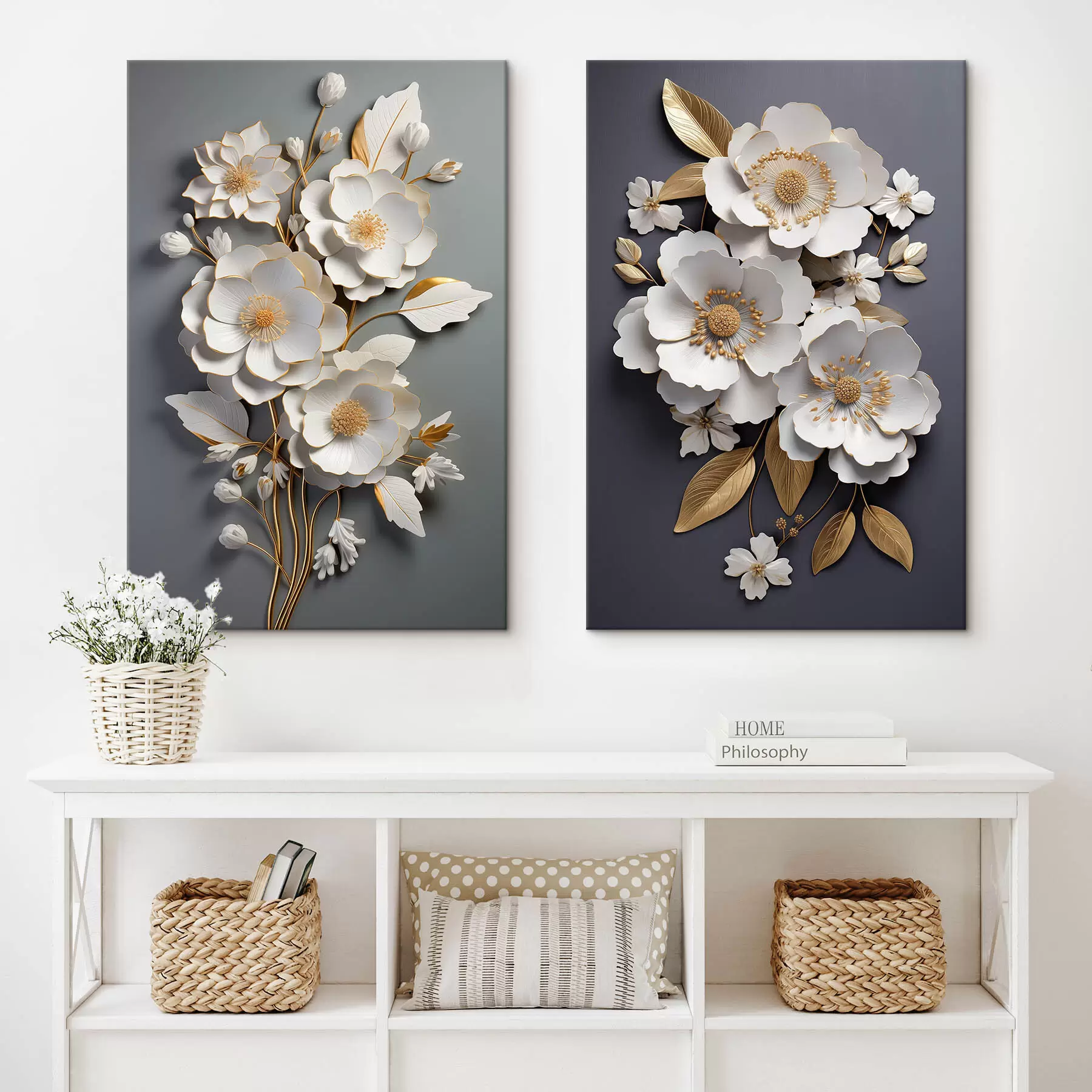 carta da parati Composizione di rami di fiori su sfondo scuro nr. m00423