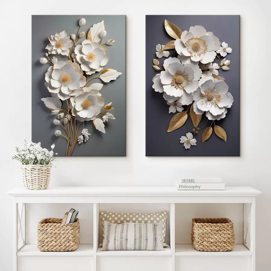 carta da parati Composizione di rami di fiori su sfondo scuro nr. m00423