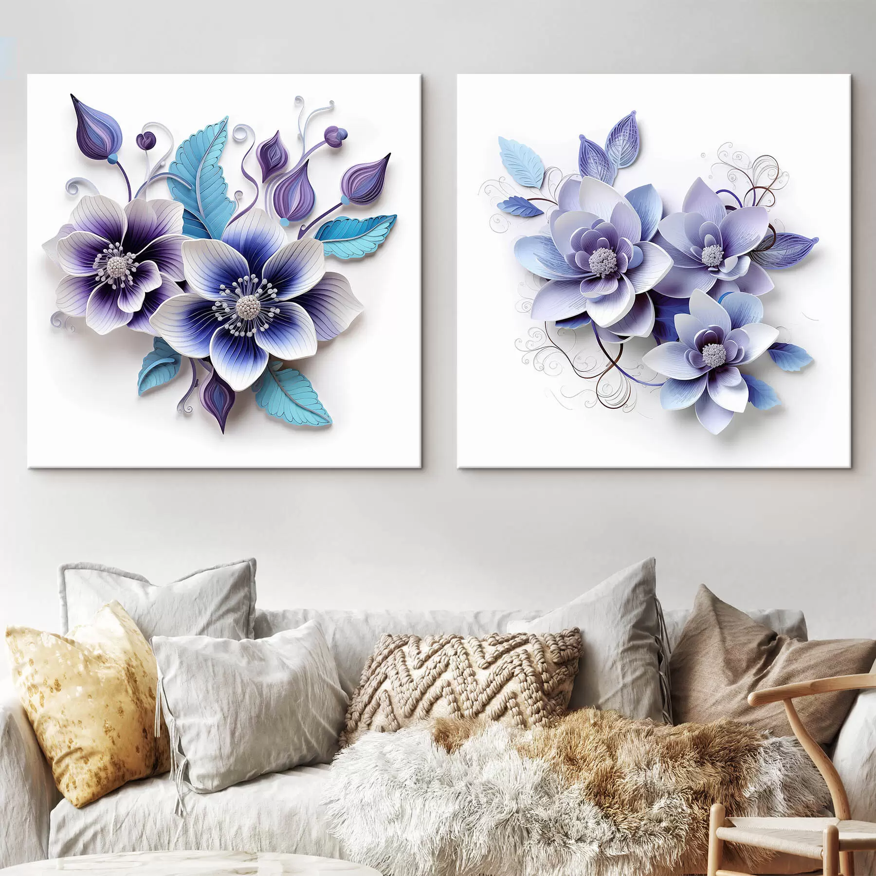 carta da parati Fiori blu astratti nr. m00426