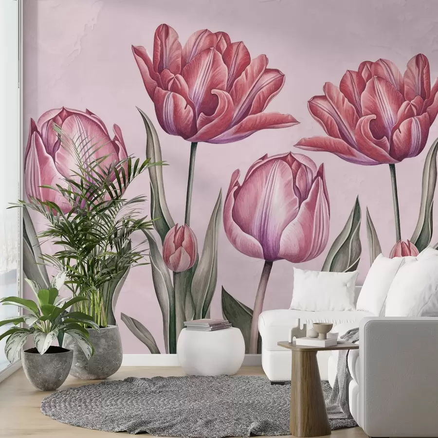 Carta da parati Floreale Grandi tulipani rosa n. w03329