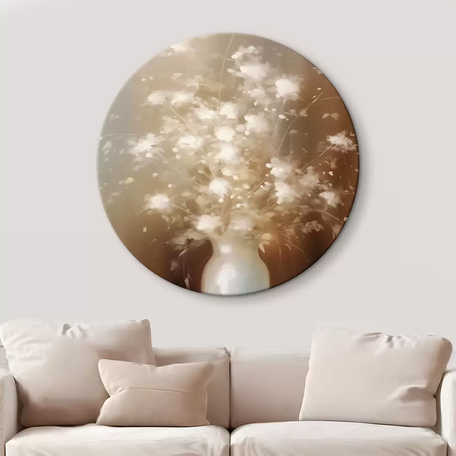 carta da parati Vaso con piante di fiori bianchi nr. r43039