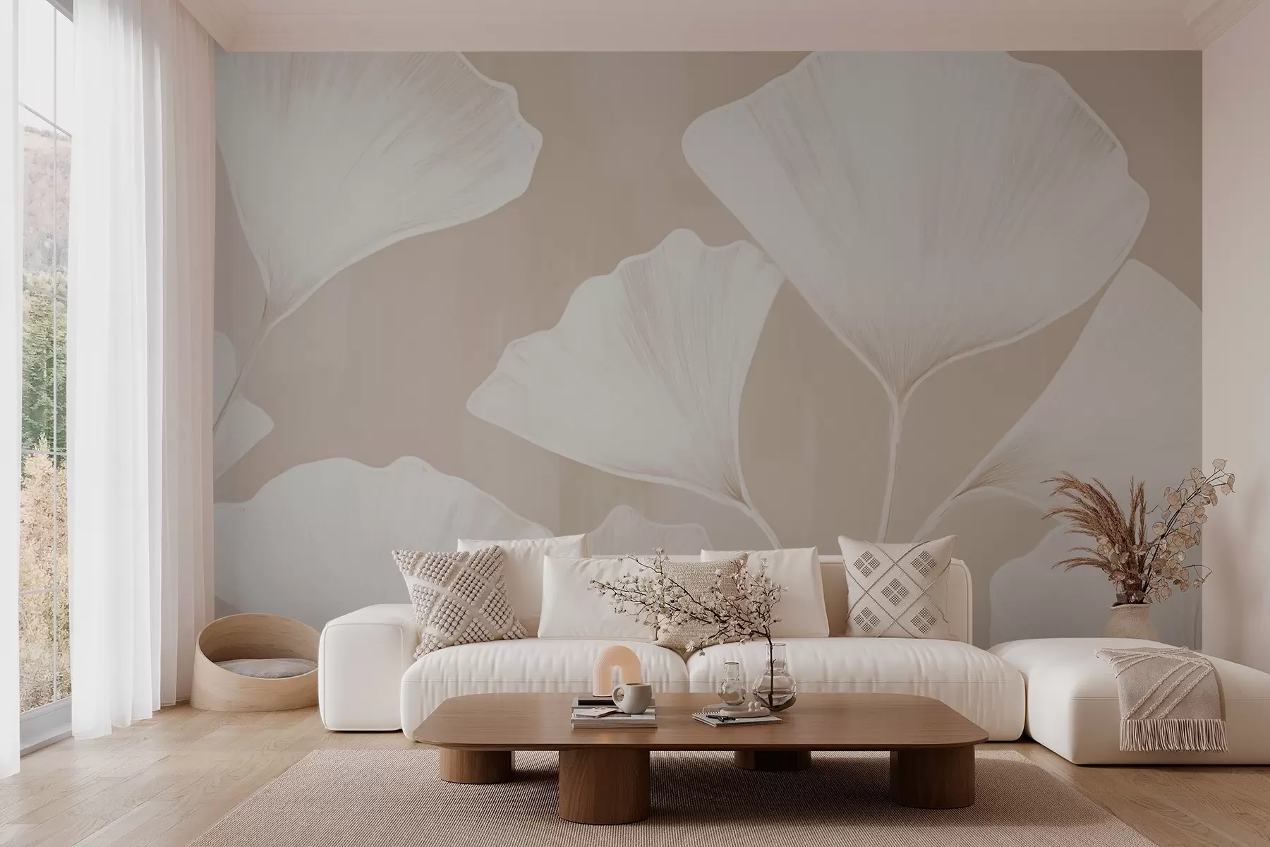 Carta da parati nature Foglie di ginkgo 