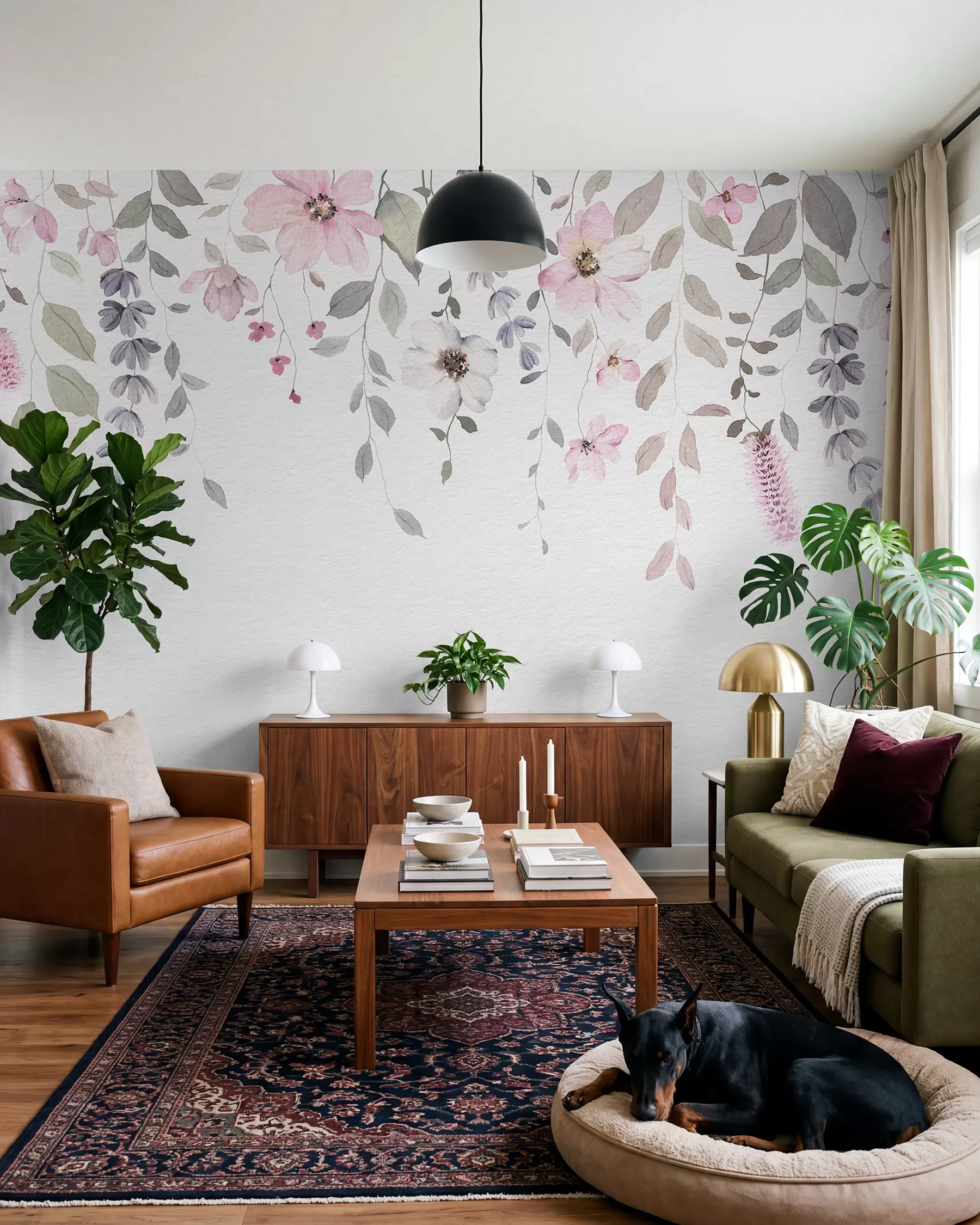 carta da parati Ghirlande di fiori rosa nr. w03315