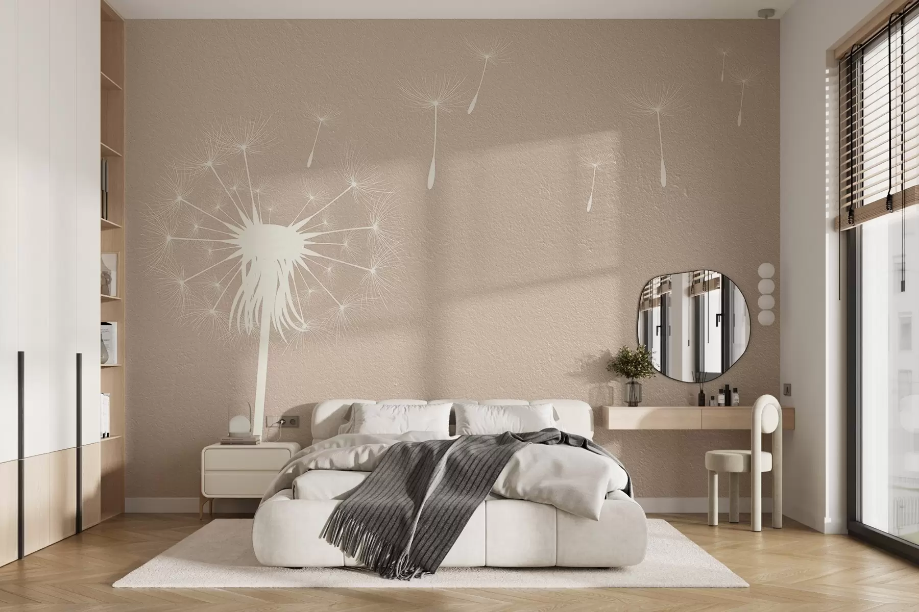 Carta da parati Floreale Dente di leone su sfondo texture n. w03318