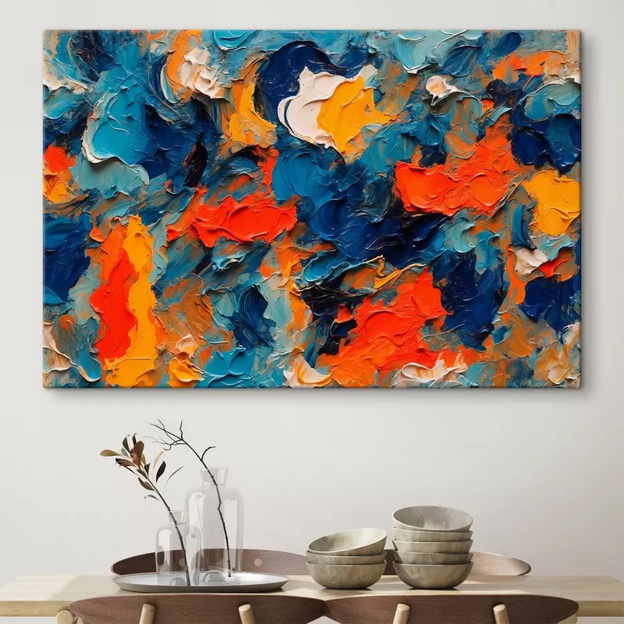 carta da parati Pittura astratta in stile pittura ad olio con colori bianchi, blu e rossi nr. s43093