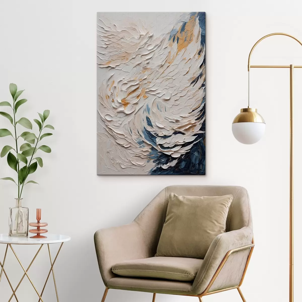 carta da parati Ala bianca astratta in stile pittura ad olio nr. s43097