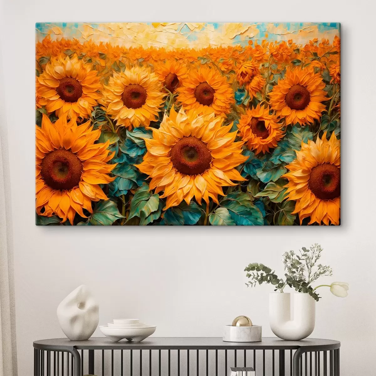 carta da parati Campo di girasoli in stile pittura acrilica nr. s43104